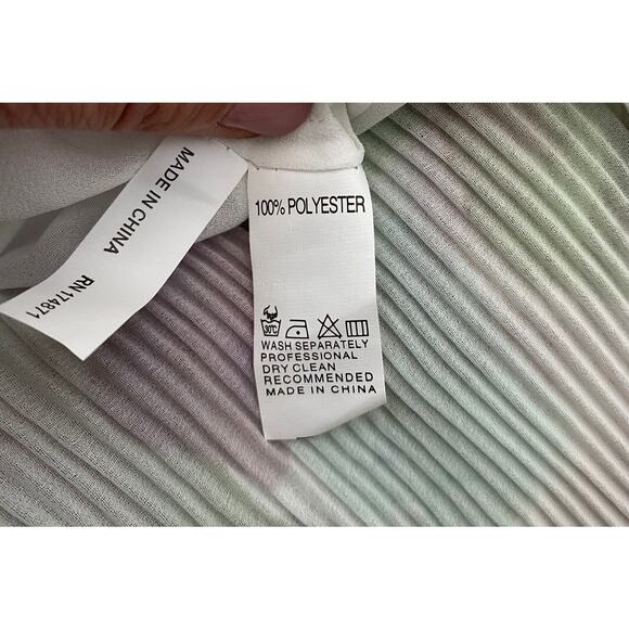 Avantlook Lantern Sleeve Pleated Ruffle Mini Dress Pastel Watercolor NEW Medium - Picture 11 of 11